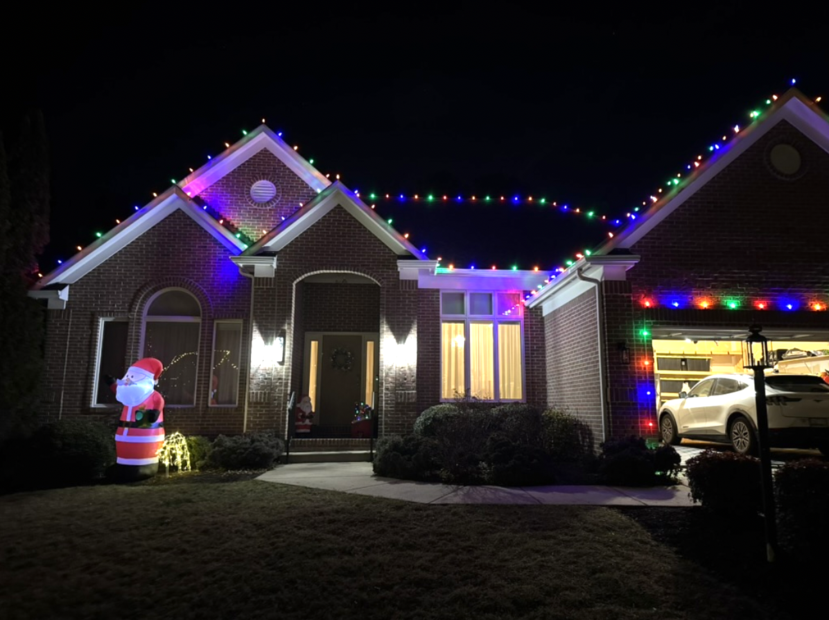 Holiday lighting display on a Maryland home